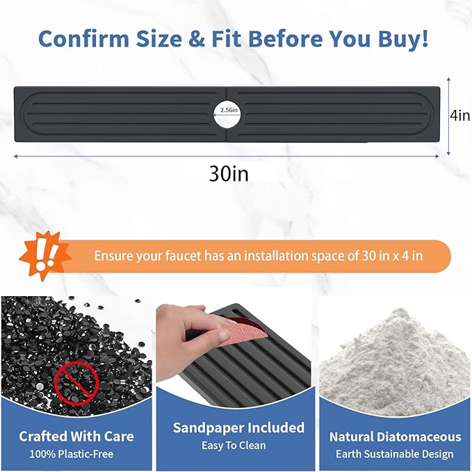 Stone Faucet Mat for Kitchen Sink, Water Absorbing Sink Water Splash Guard - Image 3