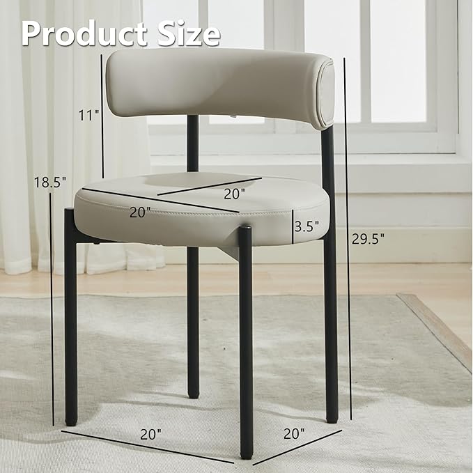 Faux Leather Dining Chairs Set of 4, Mid Century Modern Dining Room Chairs wi...