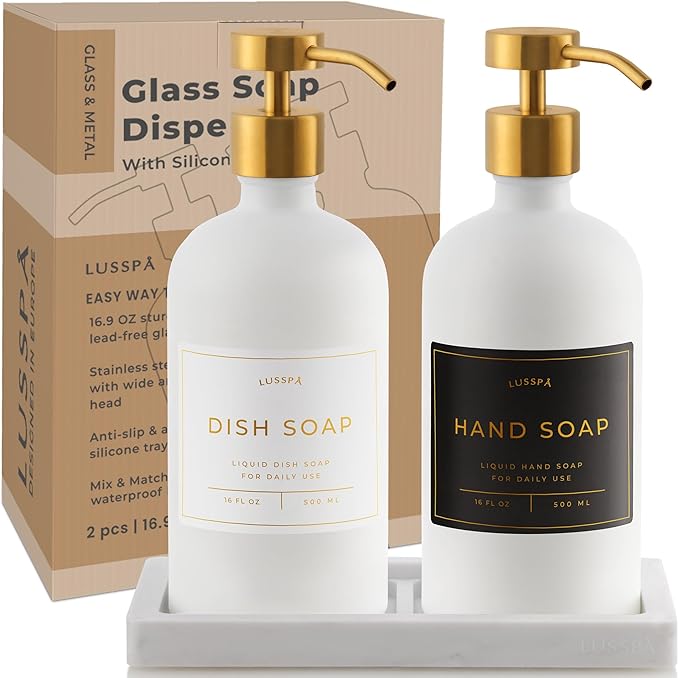 Glass Soap Dispenser Set of 2