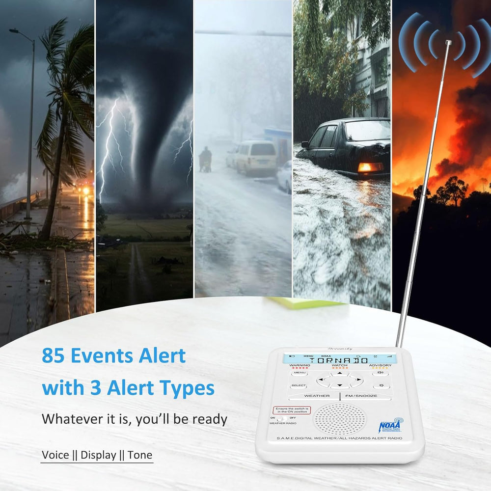 DreamSky Weather Radio NOAA Alert with Battery Backup & FM Radio for Home
