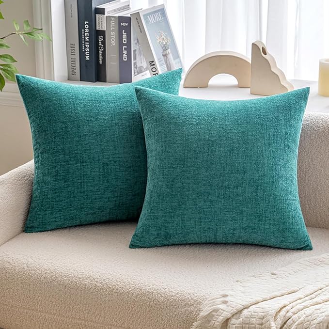 MIULEE Pack of 2 Couch Throw Pillow Covers 26x26 Inch Soft Teal Chenille Pillow - Image 7
