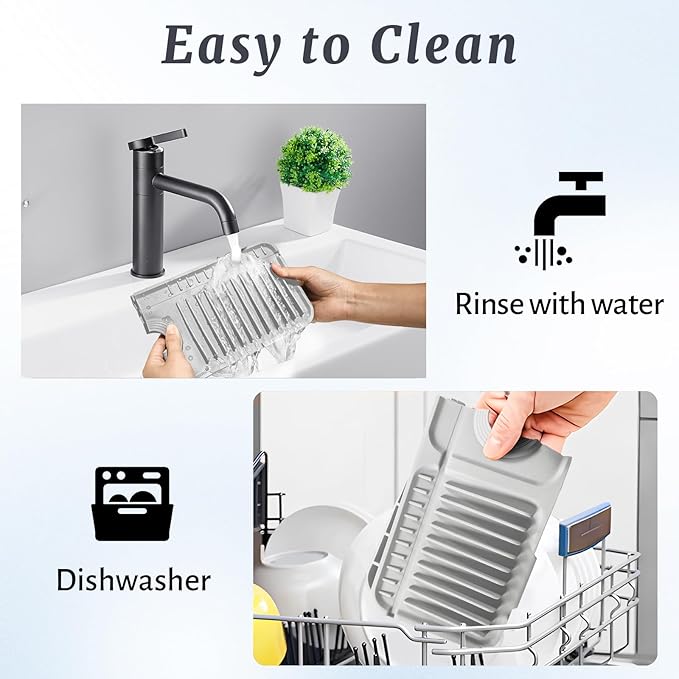 PoYang 17.7 inch Faucet Mat for Kitchen Sink Splash Guard, 7° Slope Silicone - Image 8