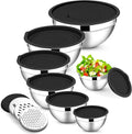 E-far Mixing Bowls with Lids Set, 7-Piece Stainless Steel Metal Mixing Bowls by E-far