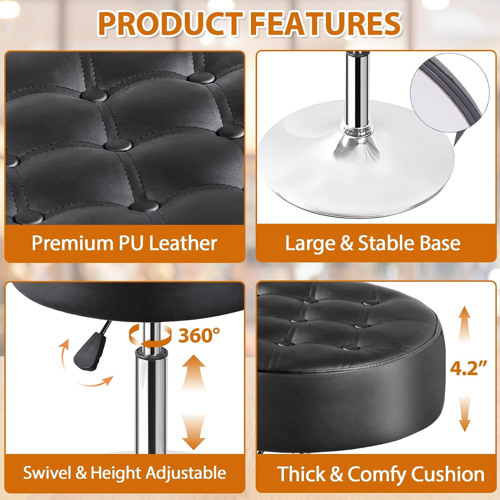 LEMY Adjustable Vanity Stool with 360° Swivel,Hydraulic Lift Round Makeup Cha...