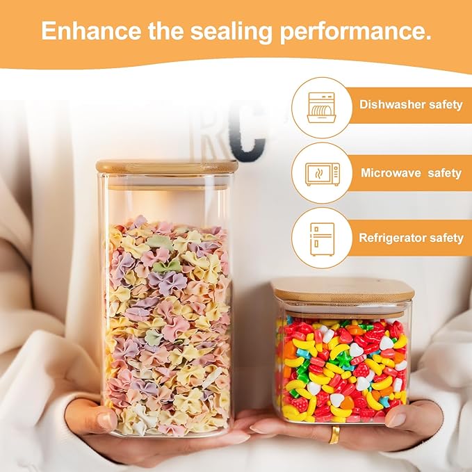 6-Pack Glass Food Storage Jars Set, 37oz Airtight Clear Canisters - Image 7