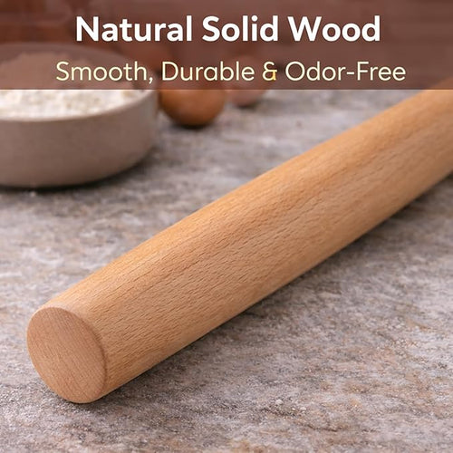 17 Inch French Rolling Pin, Wooden Dough Roller - Image 2