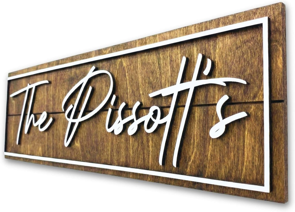 Personalized Family Name Sign - Custom Art Deco Last Name Wood Wall Decor Pla...