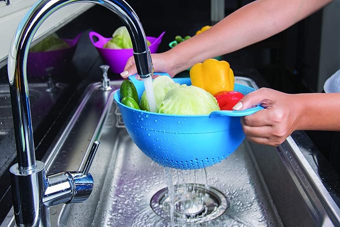 Mintra Home Plastic Strainer Colanders Set: 3, 3.5 and 5 Quart Double Strong - Image 6