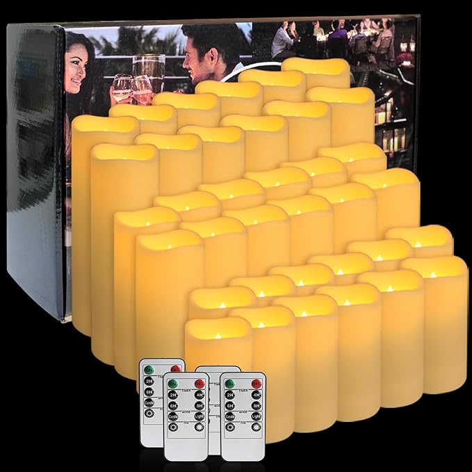 36-Pack Flickering Flameless Candles with Remote Control - LED Fake Candle Pe...