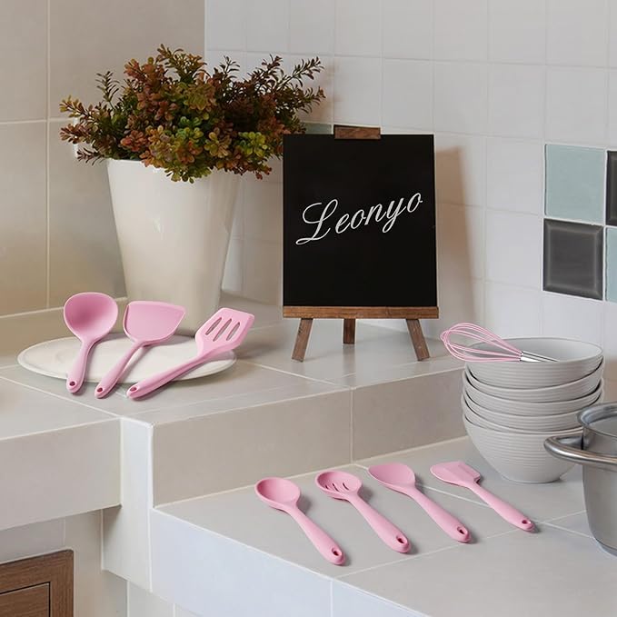 Silicone Cooking Utensils Set of 10, Leonyo Black Kitchen Utensils Set - Image 8