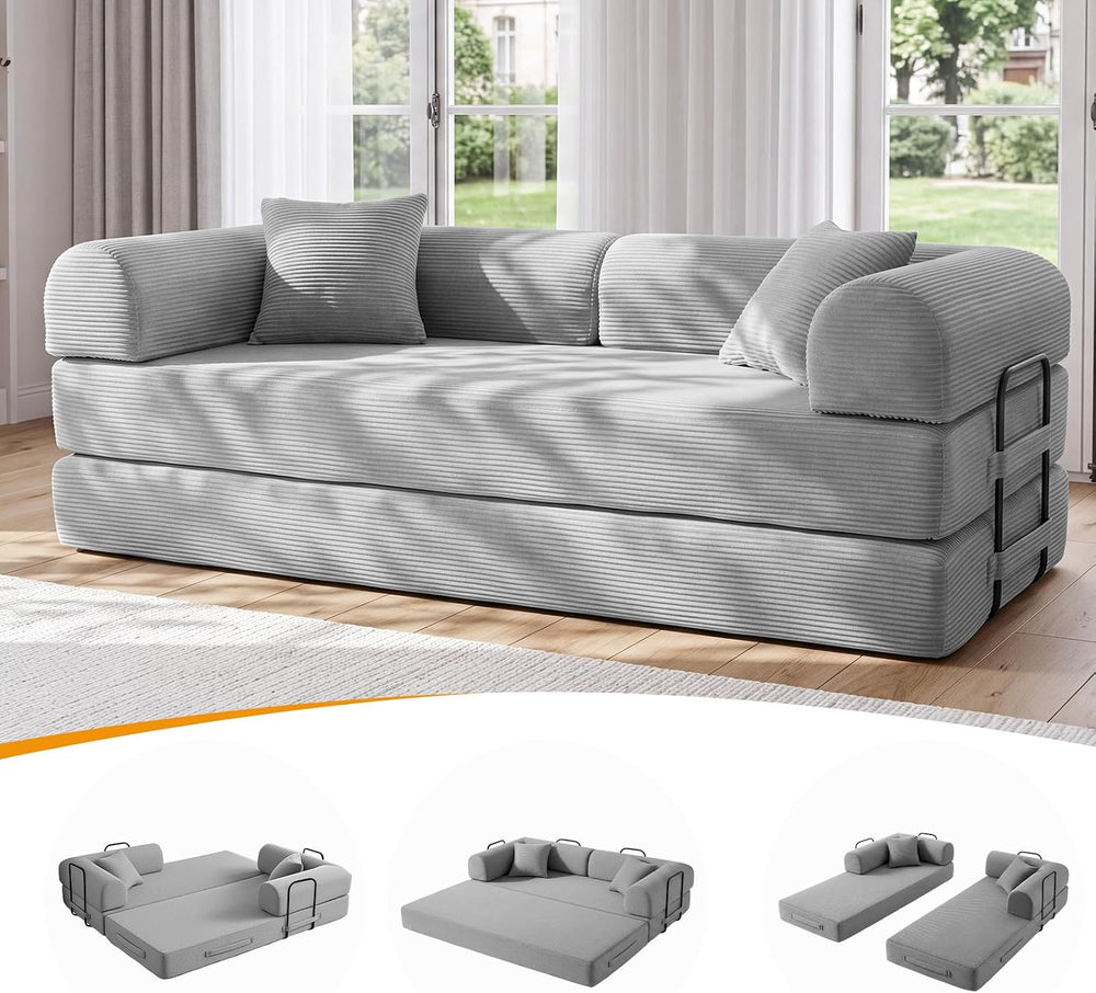 79" Convertible Sofa Bed Set, 4 in 1 Boneless Couch for Living Room