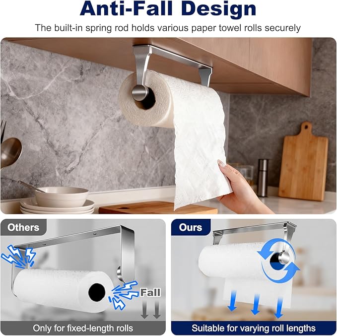 Paper Towel Holder Wall Mount Adhesive Paper Towel Holder Under Cabinet Toilet - Image 4