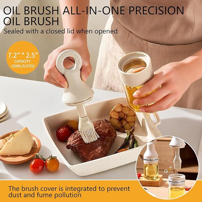 2-in-1 Oil Brush Bottle with Silicone Brush Head, Borosilicate Glass Oil - Image 4