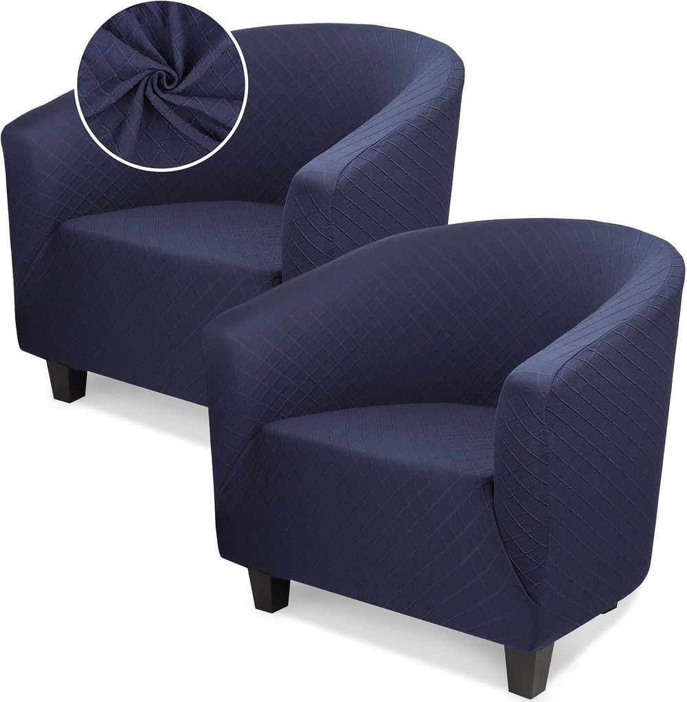 Barrel Chair Covers Slipcover 1 Piece, 2 Pack Stretch Navy Blue Club Chair Co...
