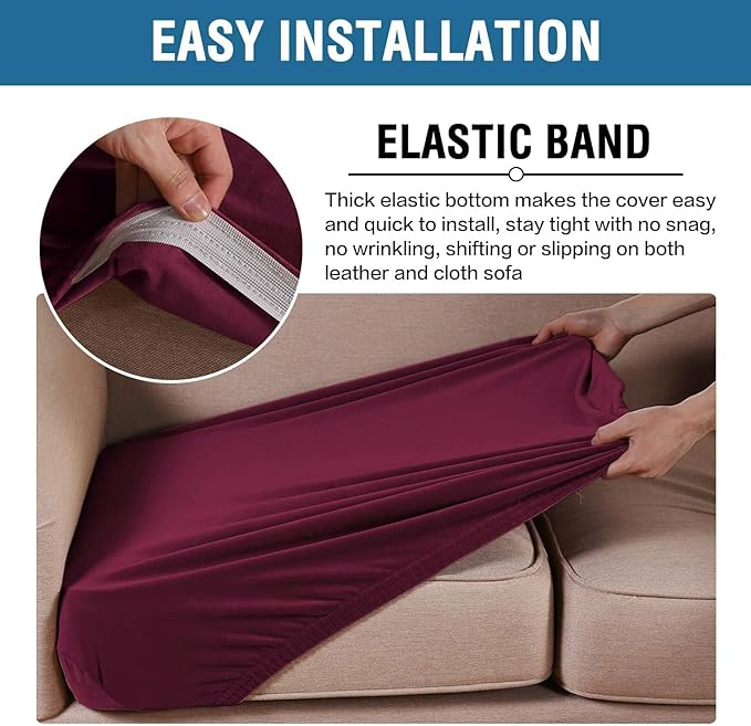 H.VERSAILTEX Velvet Stretch Couch Cushion Cover Plush Cushion Slipcover - Image 4