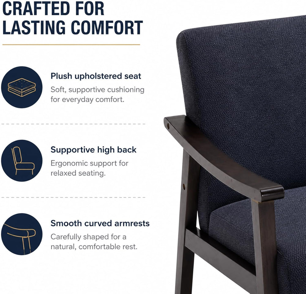Mid Century Modern Accent Chair, Lounge Chair Indoor Comfy Upholstered Armcha...