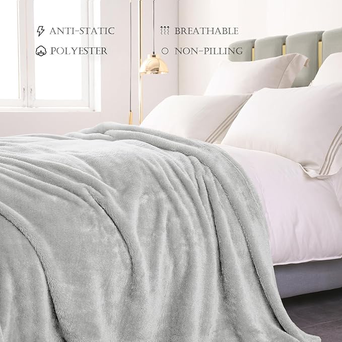 Exclusivo Mezcla Plush Fuzzy Fleece Bed Blanket Twin Size, Super Soft, Fluffy - Image 4