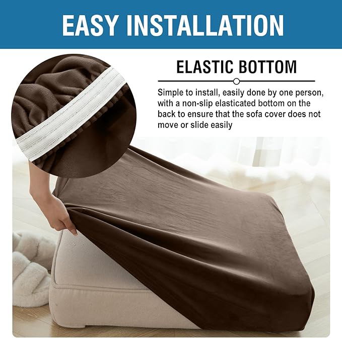 Couch Cover Stretch Velvet Sofa Cushion Cover 2-Piece - Image 6