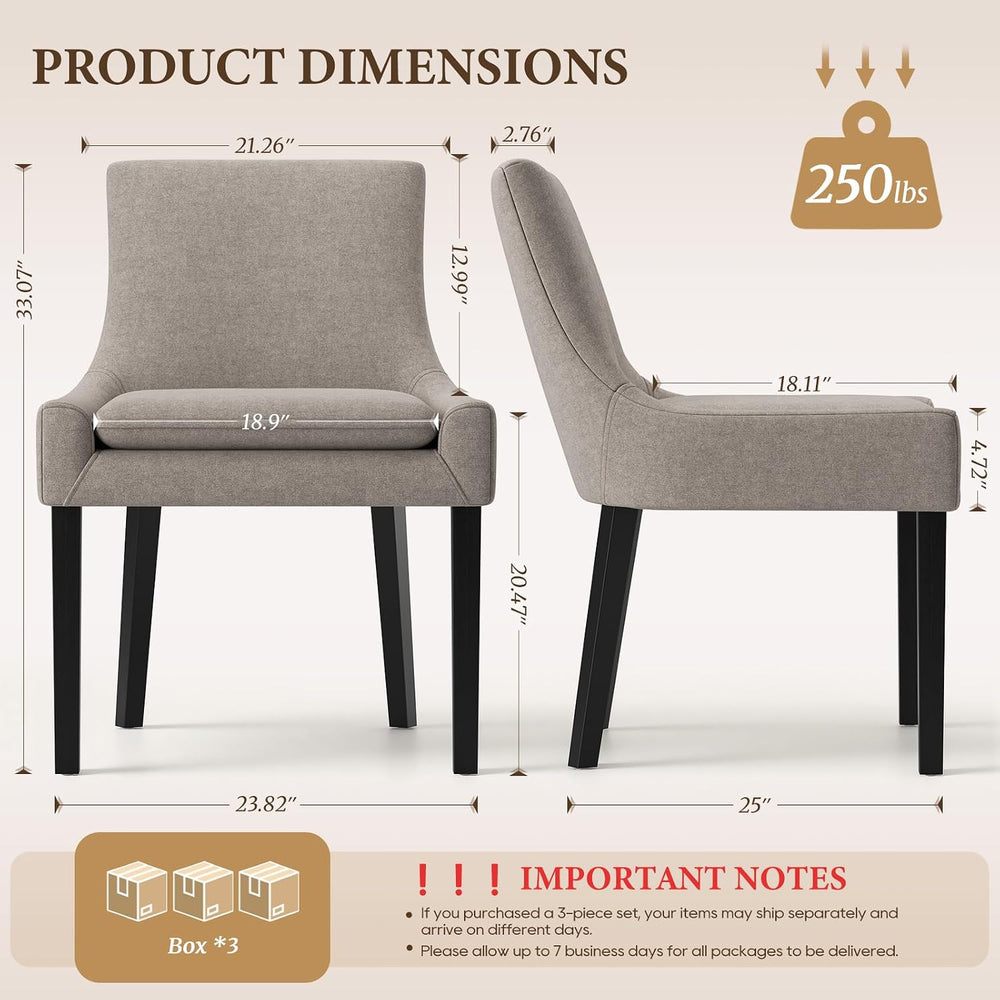 COLAMY Upholstered Dining Chairs Set of 2 with Mid Back and Wood Legs, Modern...