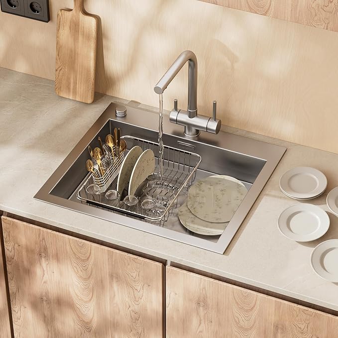 JAQ Over Sink Dish Drying Rack for Medium to Large Sink, Expandable 15.08"–22.4" - Image 5