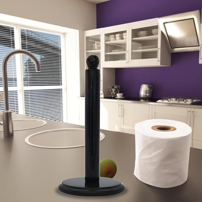 Black Marble Paper Towel Holder – Handmade Heavyweight Stand - Image 3