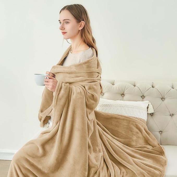 BEDELITE Fleece Blanket Light Camel Throw Blankets - Image 4