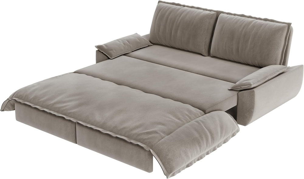 70.1" Sleeper Sofa Bed Queen Size, Pull Out Convertible Velvet Couch, Grey
