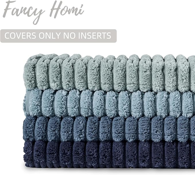 Fancy Homi Set of 4 Blue Lumbar Rectangle Decorative Throw Pillow Covers 14x24 - Image 4