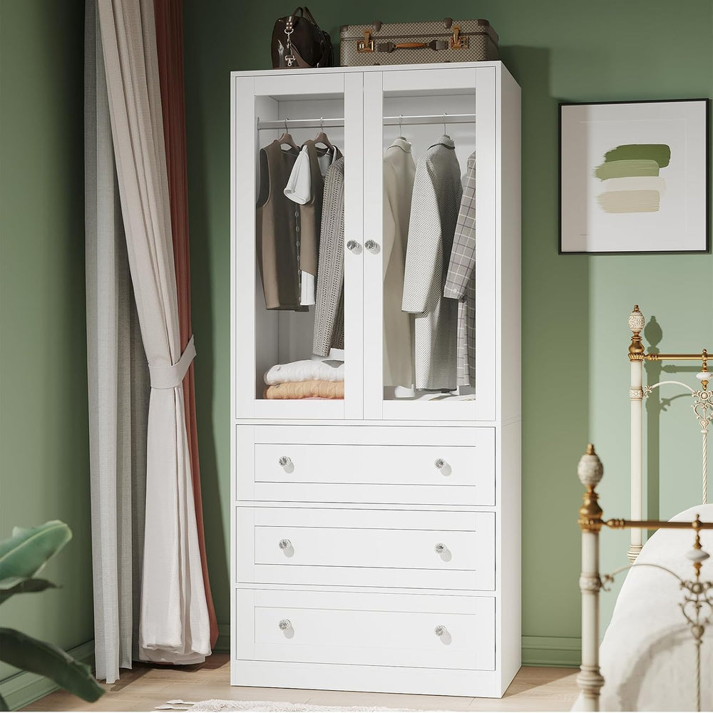 VOWNER 71" H Armoire Wardrobe Closet with Motion Sensor LED Light