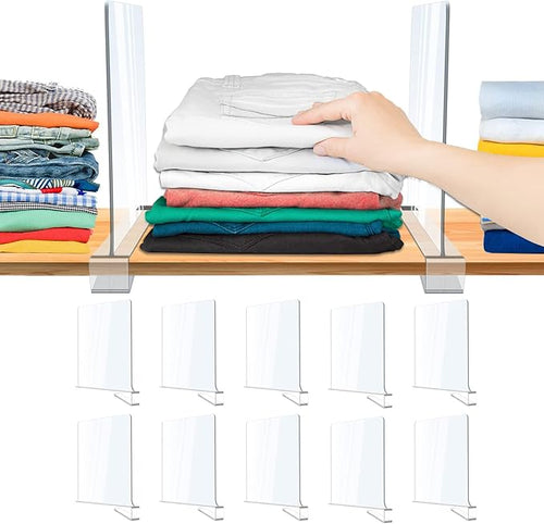 10 Pack Acrylic Shelf Dividers, Closet Shelf Separators by clbutgeOrganizer