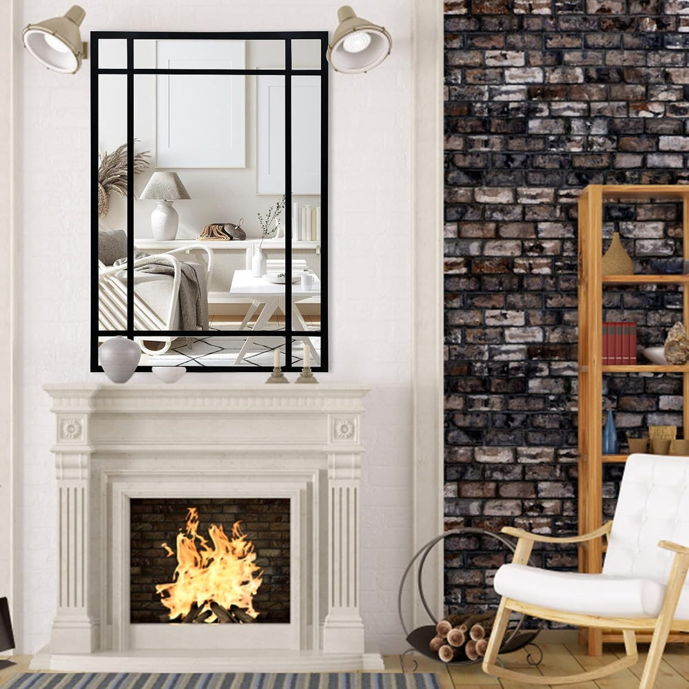 HQiJun Black Rectangle Mirror, Farmhouse Decorative Wall Mirror for Entryway,...