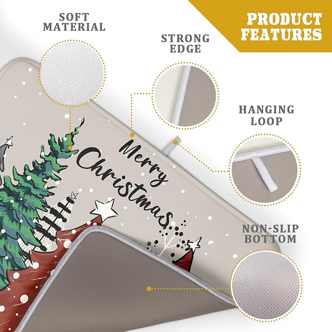 Christmas Trees Dish Drying Mat Winter Holiday Kitchen Dishes Pad 18x24 Inch - Image 4