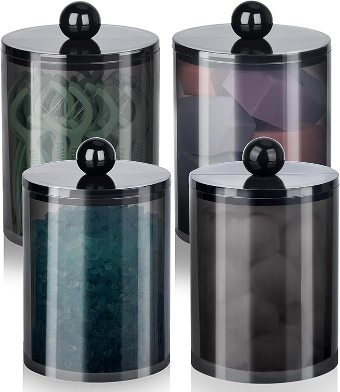 XIPENGKEJI 4 Pack Qtip Holder, Canister Apothecary Jar Set, Bathroom Jars by XIPENGKEJI