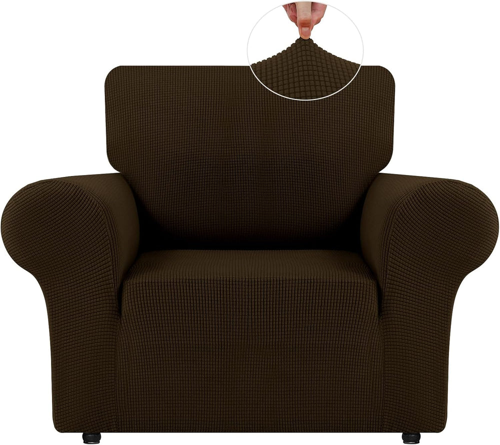 LURKA Stretch Chair Cover for Sofa, 1 Piece Armchair Slipcover, Brown