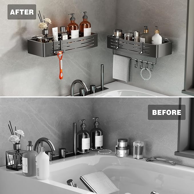 Voldra Adhesive Shower Caddy, 2 Pack Shower Shelves - Image 5