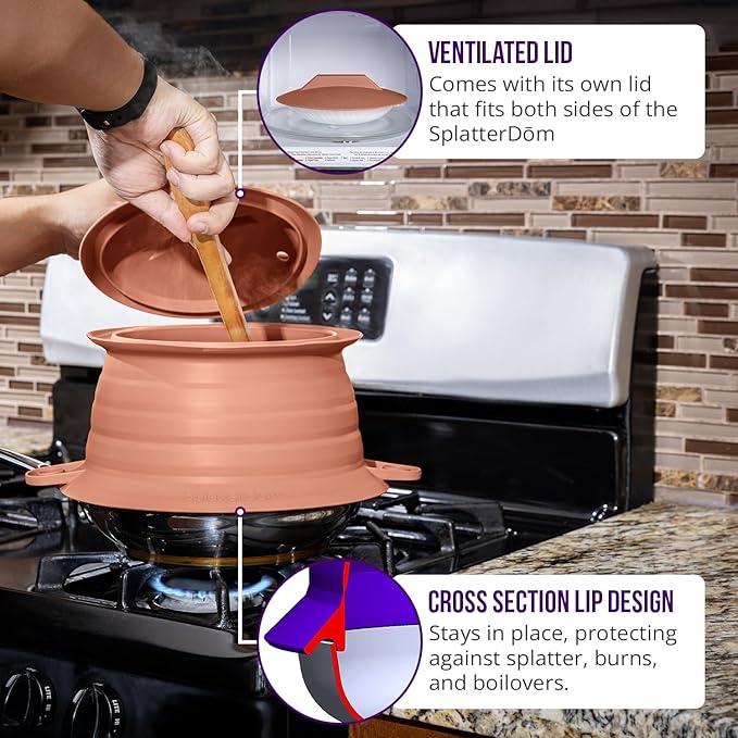 L.I.Q Silicone Splatter Guard – Fits 10 and 12 Inch Pots – Microwave Safe and
