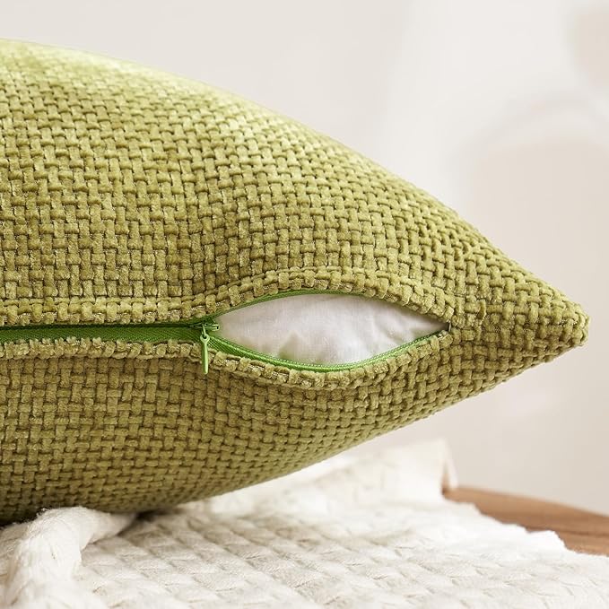 MIULEE Pack of 4 Burnt Orange Couch Throw Pillow Covers 16x16 Inch Yellow Green - Image 3