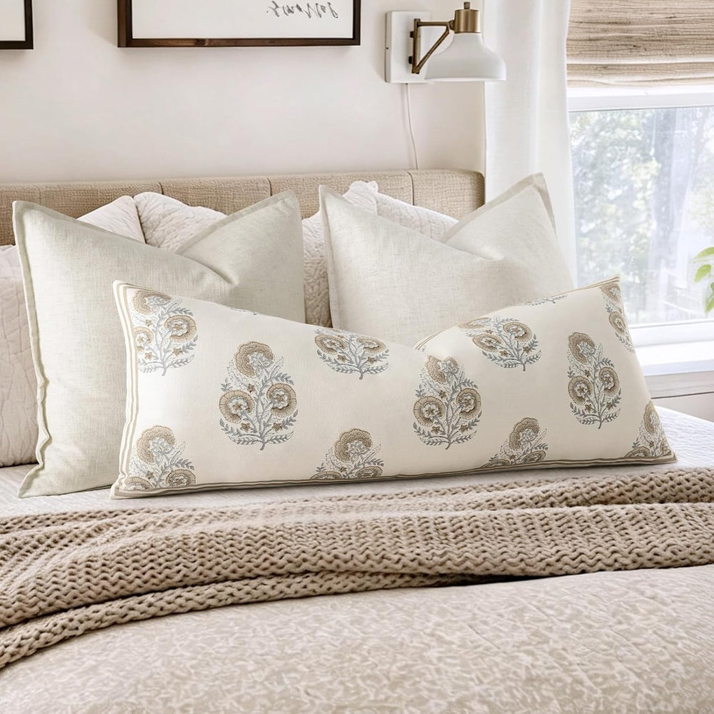 Vintage Floral 14x36 Lumbar Pillow Cover for Bed Pack of 1, Double-Sided Bota...