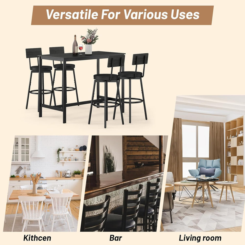 Zevemomo 5-Piece Dining Table Set, Bar Table Set for 4, Kitchen Table and Cha...