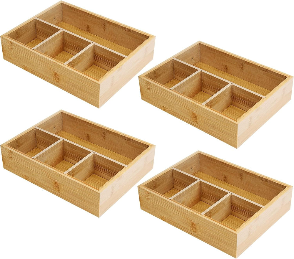 4 Pack Bamboo Tea Bag Organizer, Tea Bag Storage