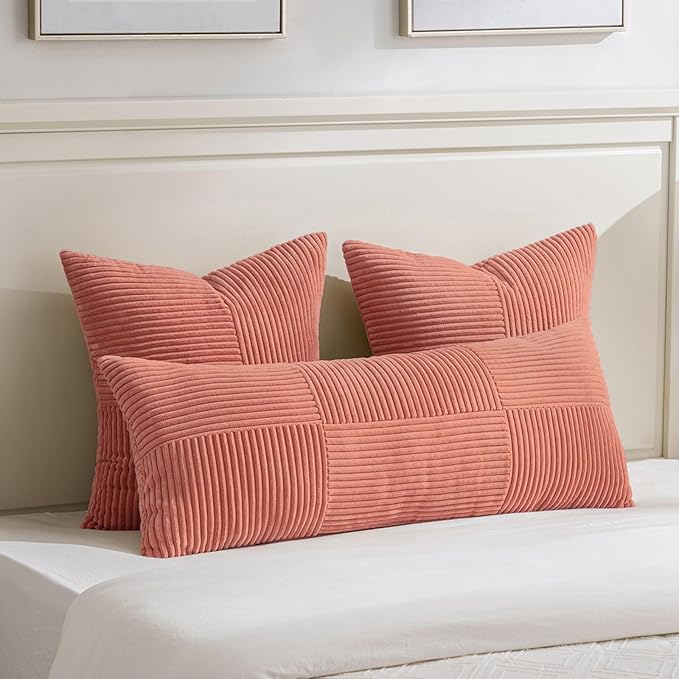 Fancy Homi 2 Packs Coral Decorative Throw Pillow Covers 22x22 Inch - Image 5