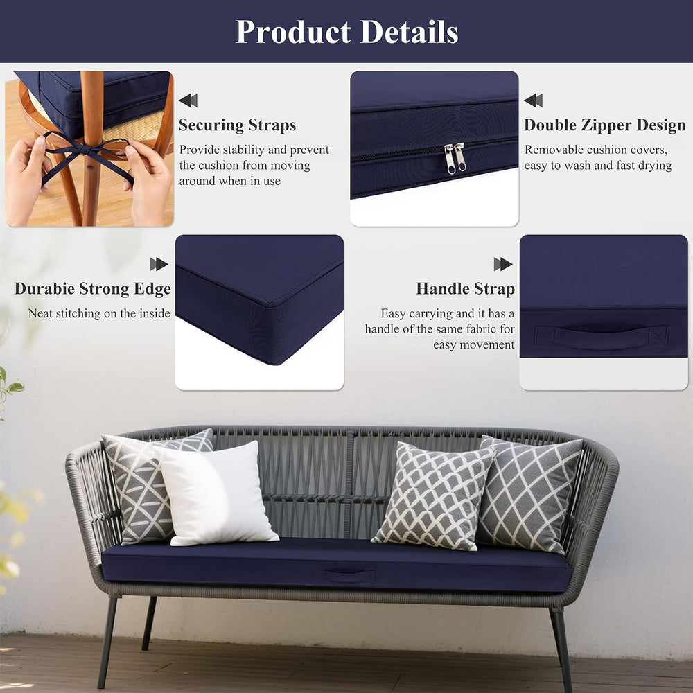 SHACOS Outdoor Bench Cushions 54 x 16 x 3.2 Inch Thick Bench Cushion