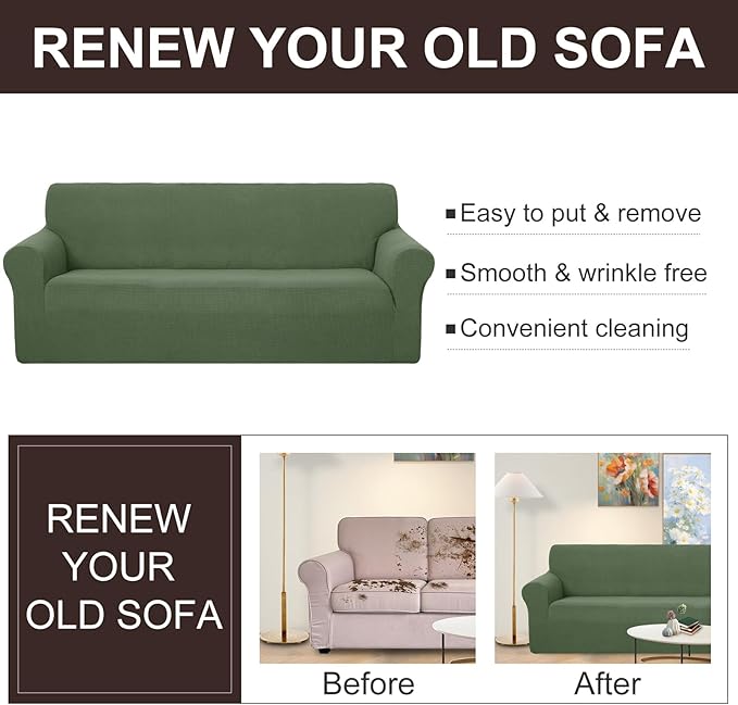 U-NICE HOME 4 Seater Stretch Couch Cover Sofa Cover Washable Sofa Slipcover - Image 5