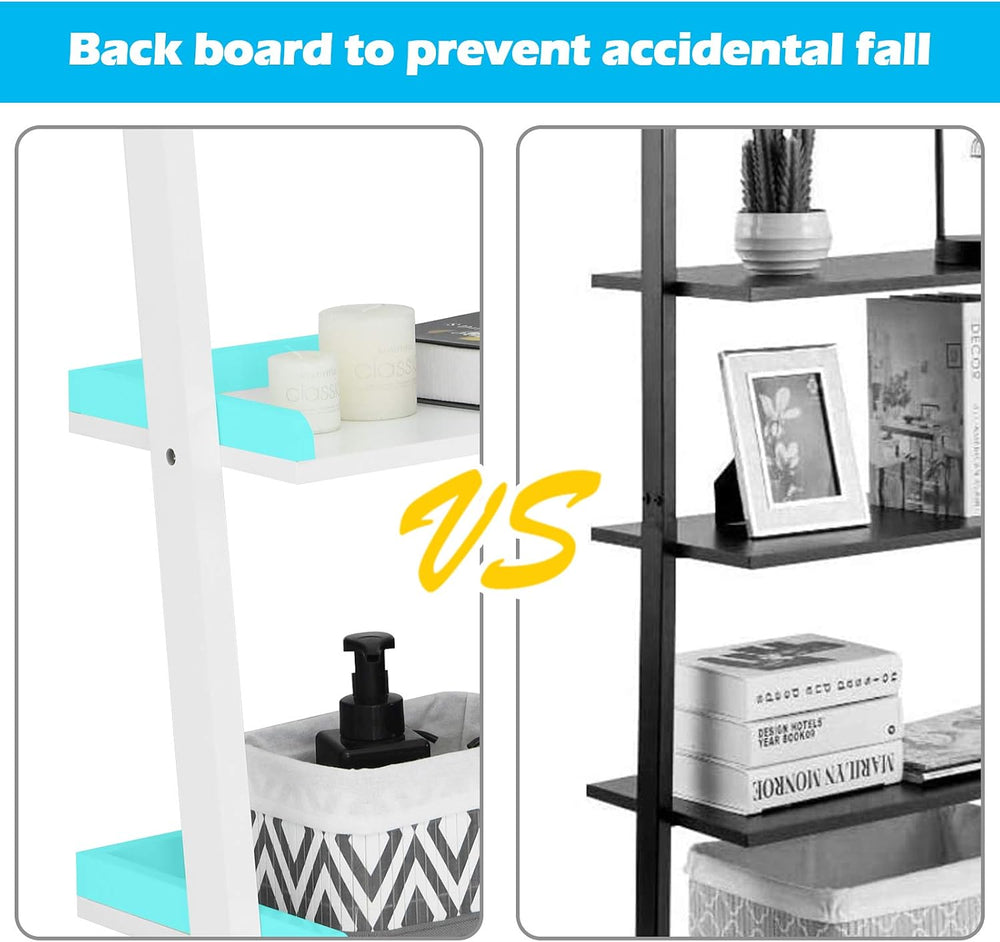 Tangkula 5-Tier Ladder Shelf, Wall-Leaning Bookshelf w/Open Shelves, Plant Fl...