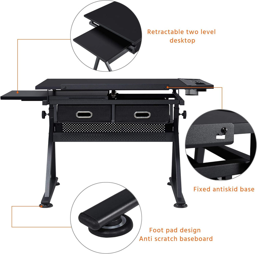 Topeakmart Drafting Table for Artists, Height Adjustable Drawing Draft Desk, ...