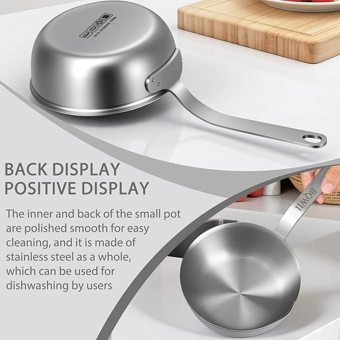 18/10 Stainless Steel Butter Warmer, 13.5 fl oz, Baby Food, Egg Pan, Compatible - Image 5