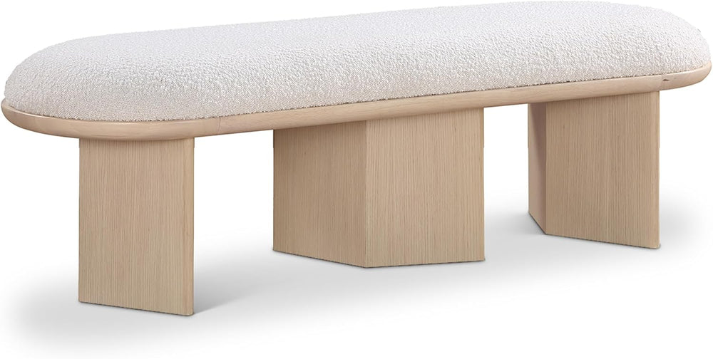 Meridian Furniture 22004Cream Wilshire Collection Art Deco Bench with Luxurio...
