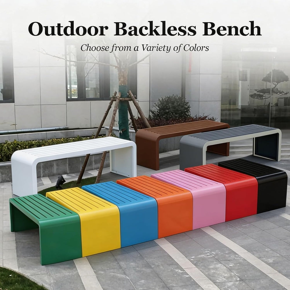 Outdoor Backless Bench,Stainless Steel Garden Patio Porch Bench,Art Deco Allo...