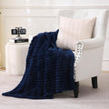 Navy Blue Fleece Throw Blanket 50”×60” by linecooo