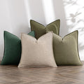 MIULEE Neutral Green Linen Pillow Covers Pack of 4 Decorative Natural Solid by MIULEE